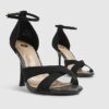 Black Cross Over Strap Heeled Sandals