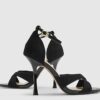 Black Cross Over Strap Heeled Sandals