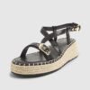 Black Cross Strap Sling Back Wedge Sandals