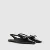 Black Double Bow Slingback Flat Shoes