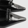 Black Double Bow Slingback Flat Shoes