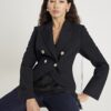 Black Double Breasted Military Blazer