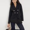 Black Double Breasted Military Blazer