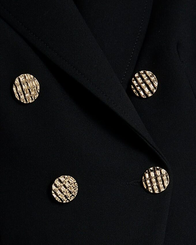 Black Double Breasted Military Blazer