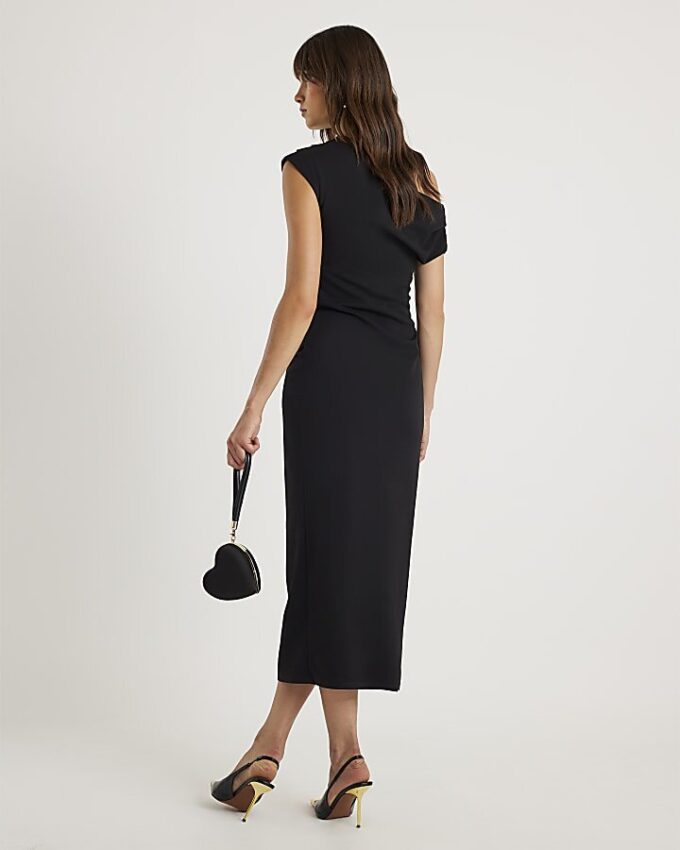 Black Drape Midi Dress