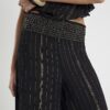 Black Embellished Stripe Beach Trousers
