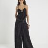 Black Embellished Stripe Beach Trousers