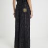 Black Embellished Stripe Beach Trousers