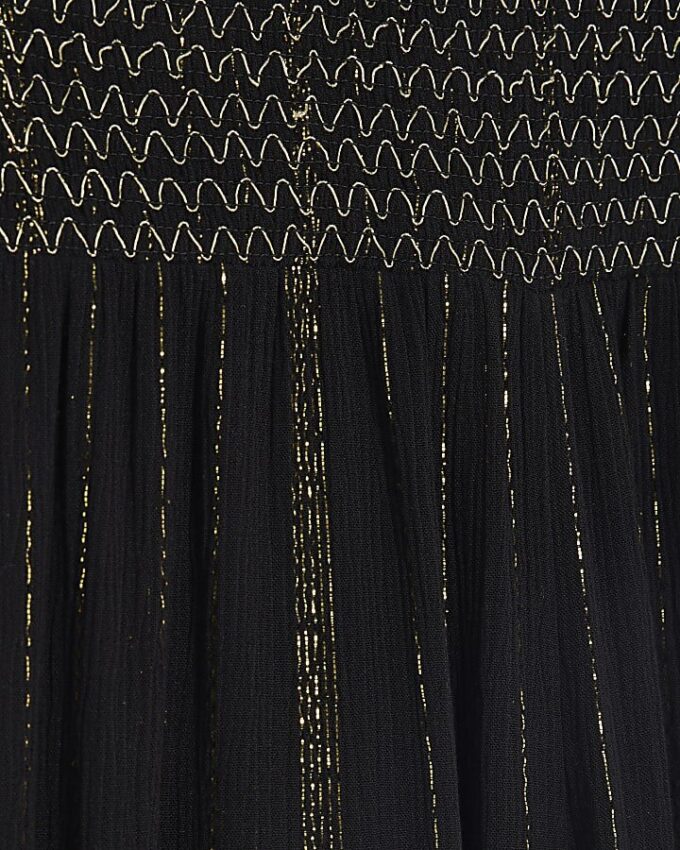 Black Embellished Stripe Beach Trousers