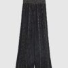 Black Embellished Stripe Beach Trousers