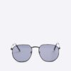 Black Embossed Metal Hexagon Sunglasses