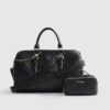 Black Embossed Monogram Barrel Bag Bundle