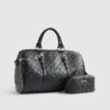Black Embossed Monogram Barrel Bag Bundle