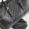 Black Embossed Monogram Barrel Bag Bundle
