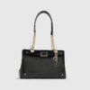 Black Embossed Monogram Chain Shoulder Bag