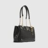 Black Embossed Monogram Chain Shoulder Bag