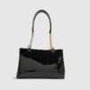 Black Embossed Monogram Chain Shoulder Bag