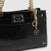 Black Embossed Monogram Chain Shoulder Bag