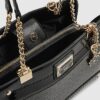 Black Embossed Monogram Chain Shoulder Bag