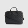 Black Embossed Monogram Print Laptop Case