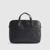 Black Embossed Monogram Print Laptop Case