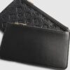 Black Embossed Monogram Travel Wallet
