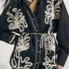 Black Embroidered Beach Shirt