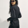Black Embroidered Beach Shirt