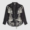 Black Embroidered Beach Shirt