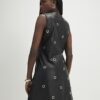 Black Eyelet Stud Leather Dress