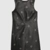 Black Eyelet Stud Leather Dress