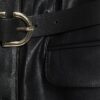 Black Faux Leather Belted Mini Shirt Dress