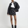 Black Faux Leather Belted Mini Skirt