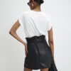 Black Faux Leather Belted Mini Skirt