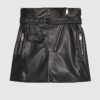 Black Faux Leather Belted Mini Skirt