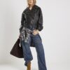 Black Faux Leather Bomber Jacket