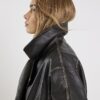 Black Faux Leather Bomber Jacket