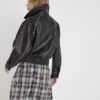 Black Faux Leather Bomber Jacket