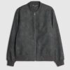 Black Faux Leather Bomber Jacket