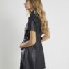 Black Faux Leather Buckle Waist Mini Dress