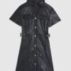Black Faux Leather Buckle Waist Mini Dress