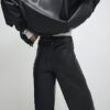 Black Faux Leather Cropped Trousers