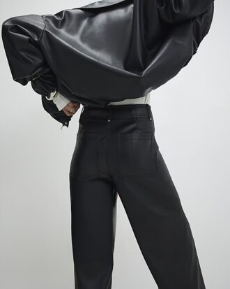 Black Faux Leather Cropped Trousers