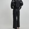Black Faux Leather Cropped Trousers