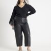 Black Faux Leather Cropped Trousers