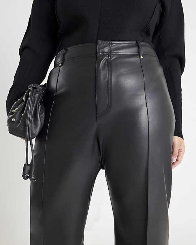 Black Faux Leather Cropped Trousers
