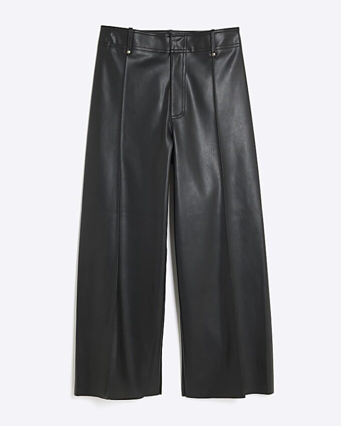 Black Faux Leather Cropped Trousers