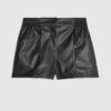 Black Faux Leather Elasticated Shorts