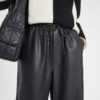 Black Faux Leather Elasticated Waist Trousers