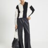 Black Faux Leather Elasticated Waist Trousers